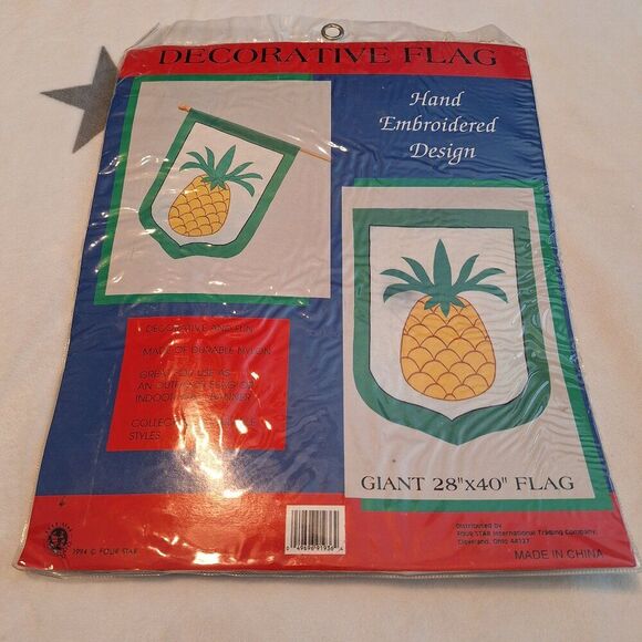 Vintage Pineapple Decorative Flag Hand Embroidered Design Giant 28"x40" NEW‎ - Picture 1 of 5